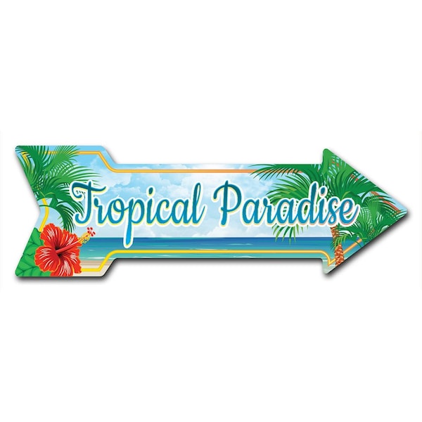 Tropical Paradise Arrow Decal Funny Home Decor 36in Wide